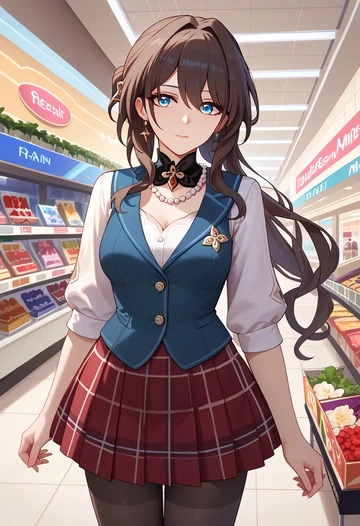 star rail,ruan mei,winter,student uniform,vest  - AI generated anime art